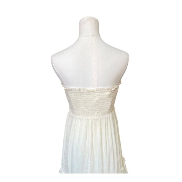 Umgee Boho Smocked Ruffle Tiered Midi Dress Size L NWT Ivory Fairy Coquette - Picture 5 of 11